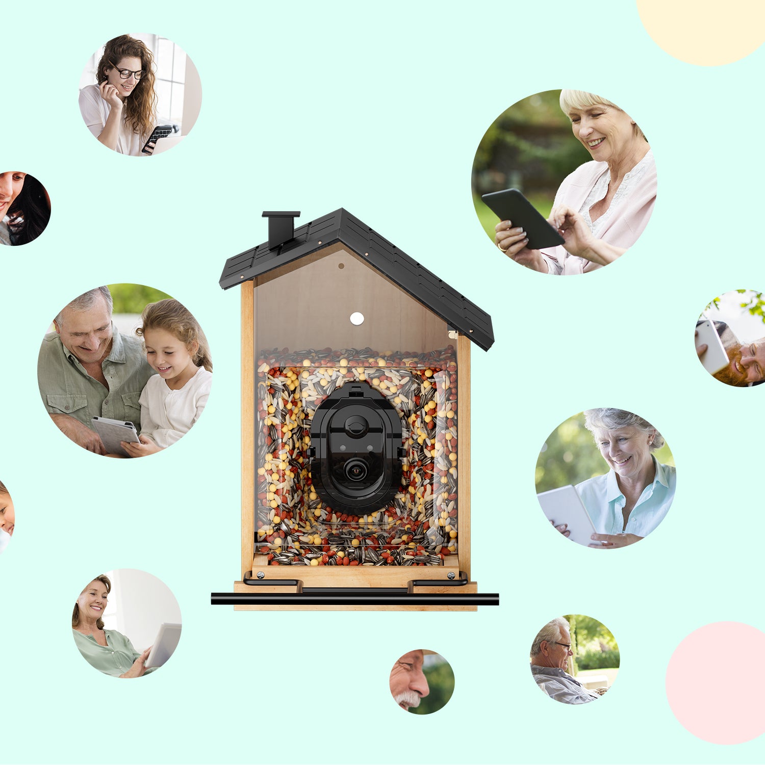 bbpEco Wood Bird Feeder with Camera