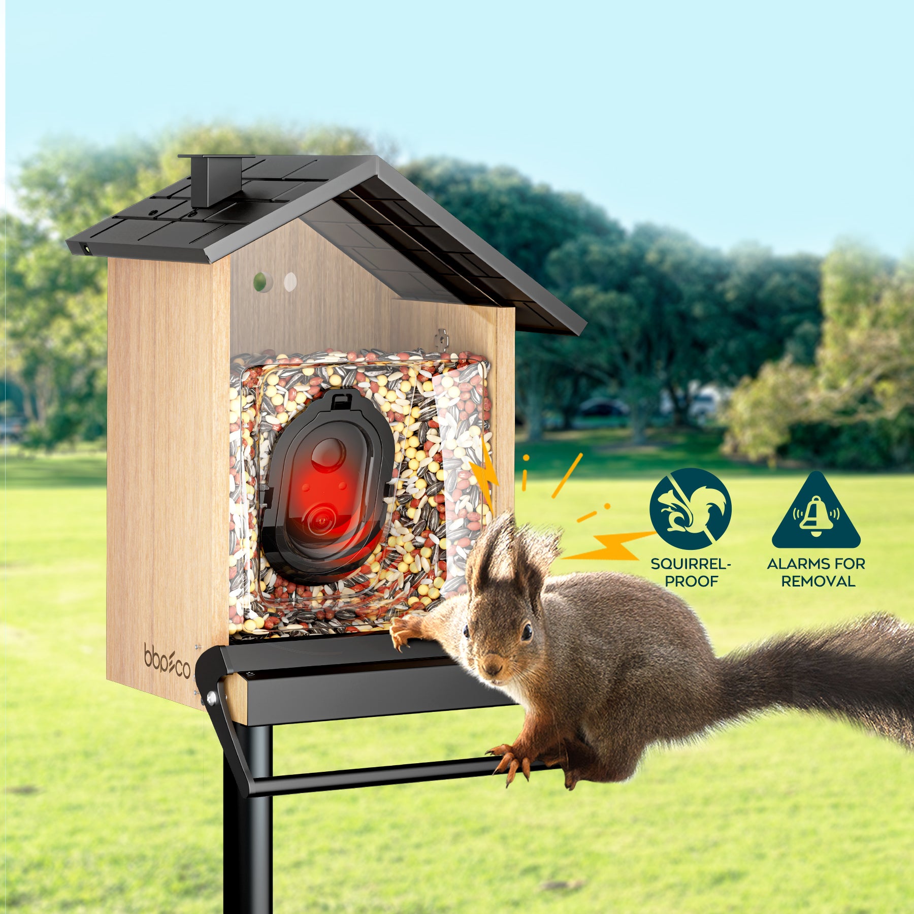 bbpEco Squirrel-Proof Bamboo Bird Feeder with Camera