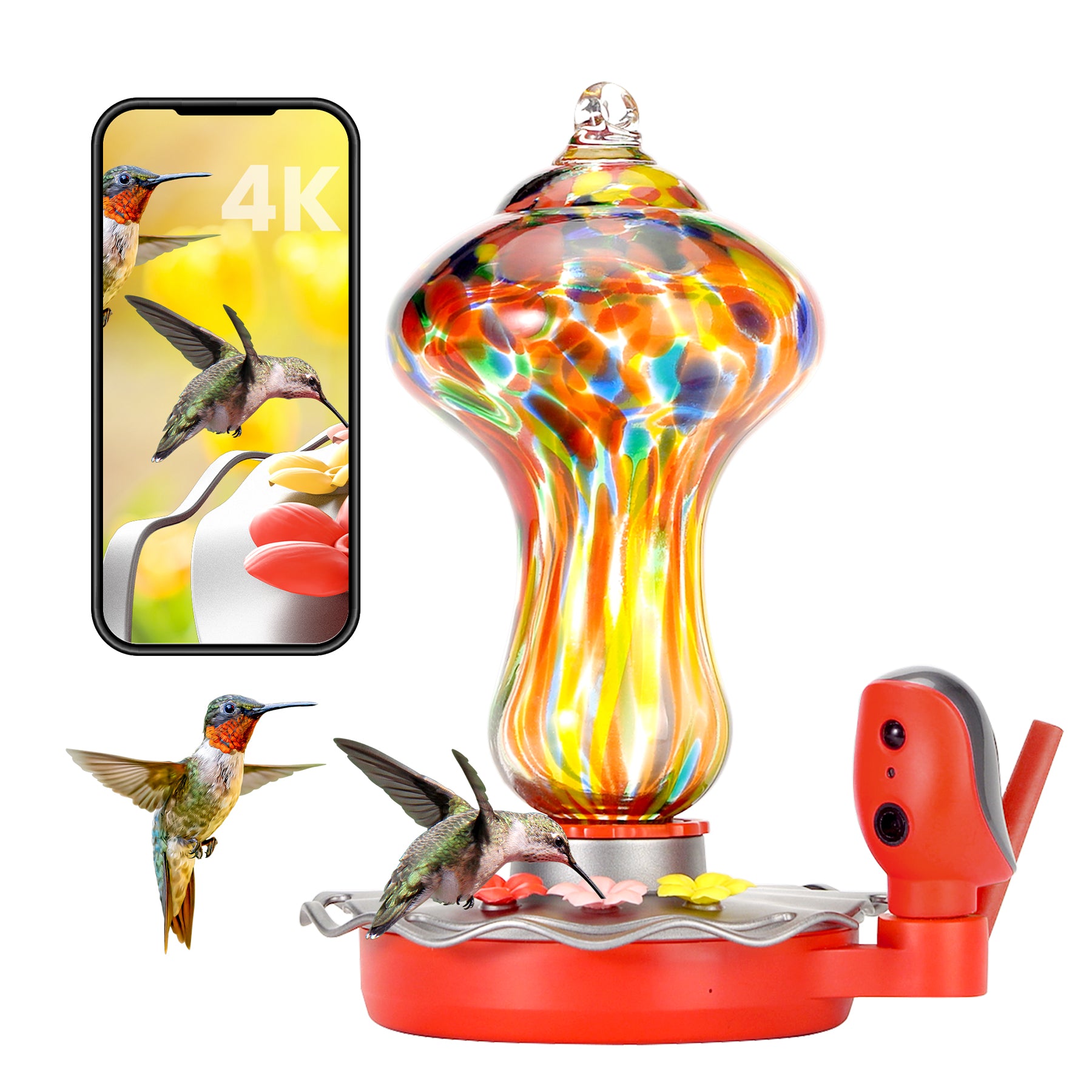 bbpEco Antique Glass Smart Hummingbird Feeder